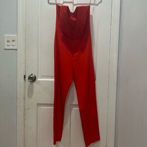 Luxxel Sexy Red Strapless Jumpsuit Size 6 Sz M